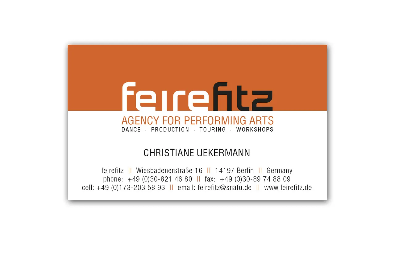 Visitenkarte der Feirefitz Agency for Performing Arts
