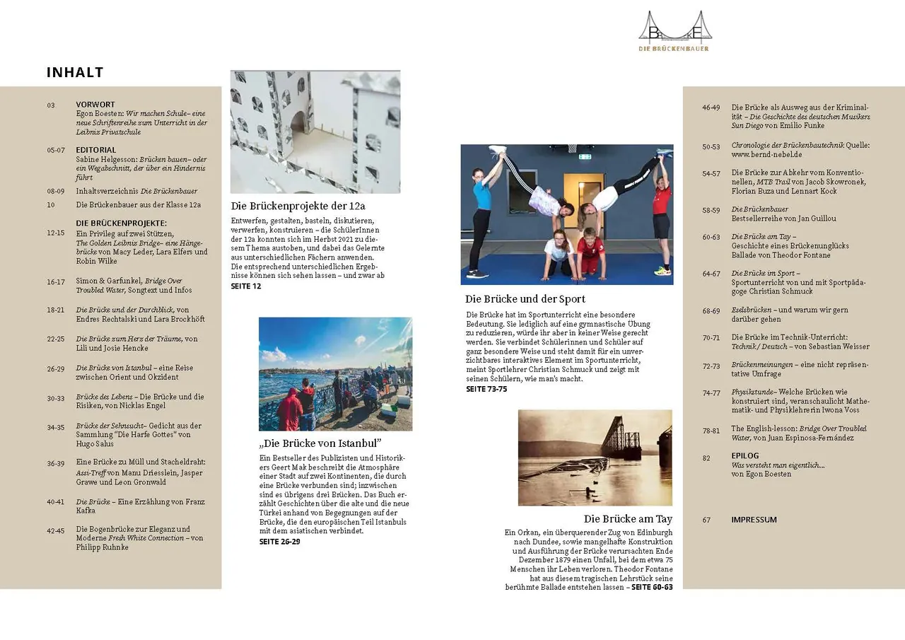 Doppelseite Inhaltsverzeichnis des Magazins