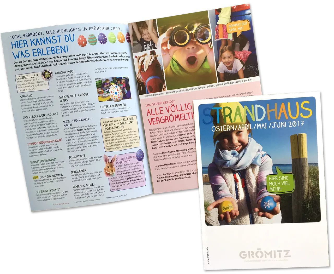 Programmheft mit Ferienaktionen und Titelseite Strandhaus